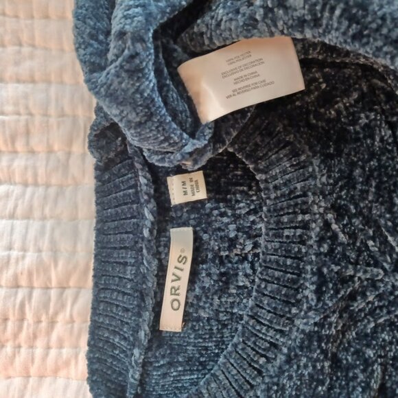 Colbolt Blue Turquoise Sweater Orvis Sweater Medium Cozy Academia Grunge Fall - Picture 3 of 3
